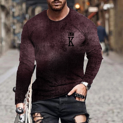 Men's Summer European And American New Fashion Casual Gradient Printing Letter K Male T-Shirt