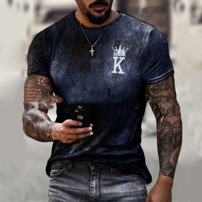 Men's Summer European And American New Fashion Casual Gradient Printing Letter K Male T-Shirt
