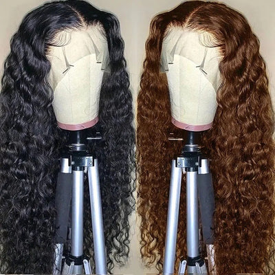 Women's Wig Front Lace Small Roll Brown Long Curling Iron Set