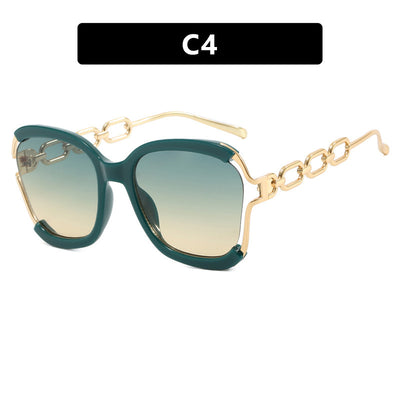 Big Square Rim Chain Sunglasses For Women Fashionable Sunglasses