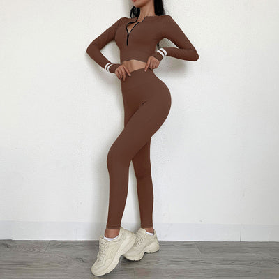 Women's seamless yoga wear long sleeve suit