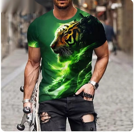 Fashion Personality Fierce Lion Printing 3d T-shirt Men