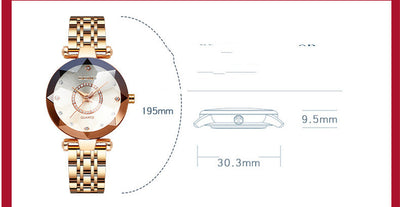 Polygonal Glass Solid Stainless Steel Strap Women's Waterproof Watch