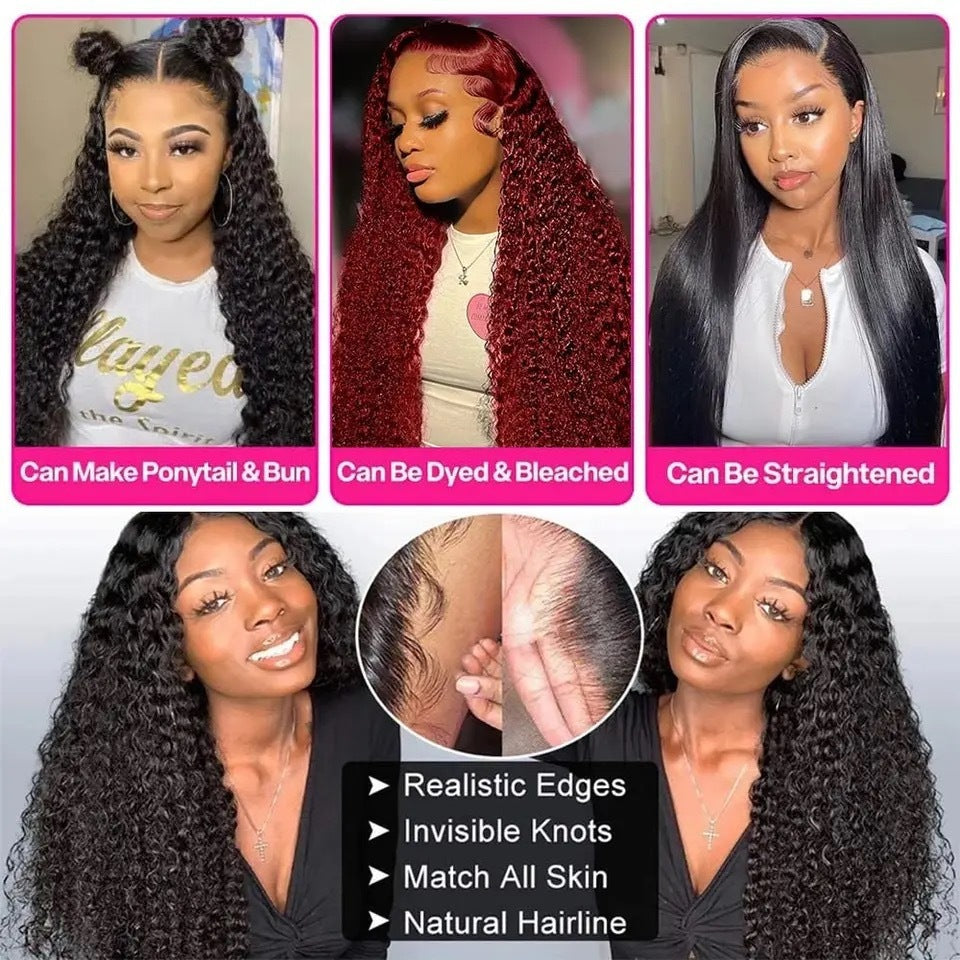 Women's Wig Front Lace Small Roll Brown Long Curling Iron Set