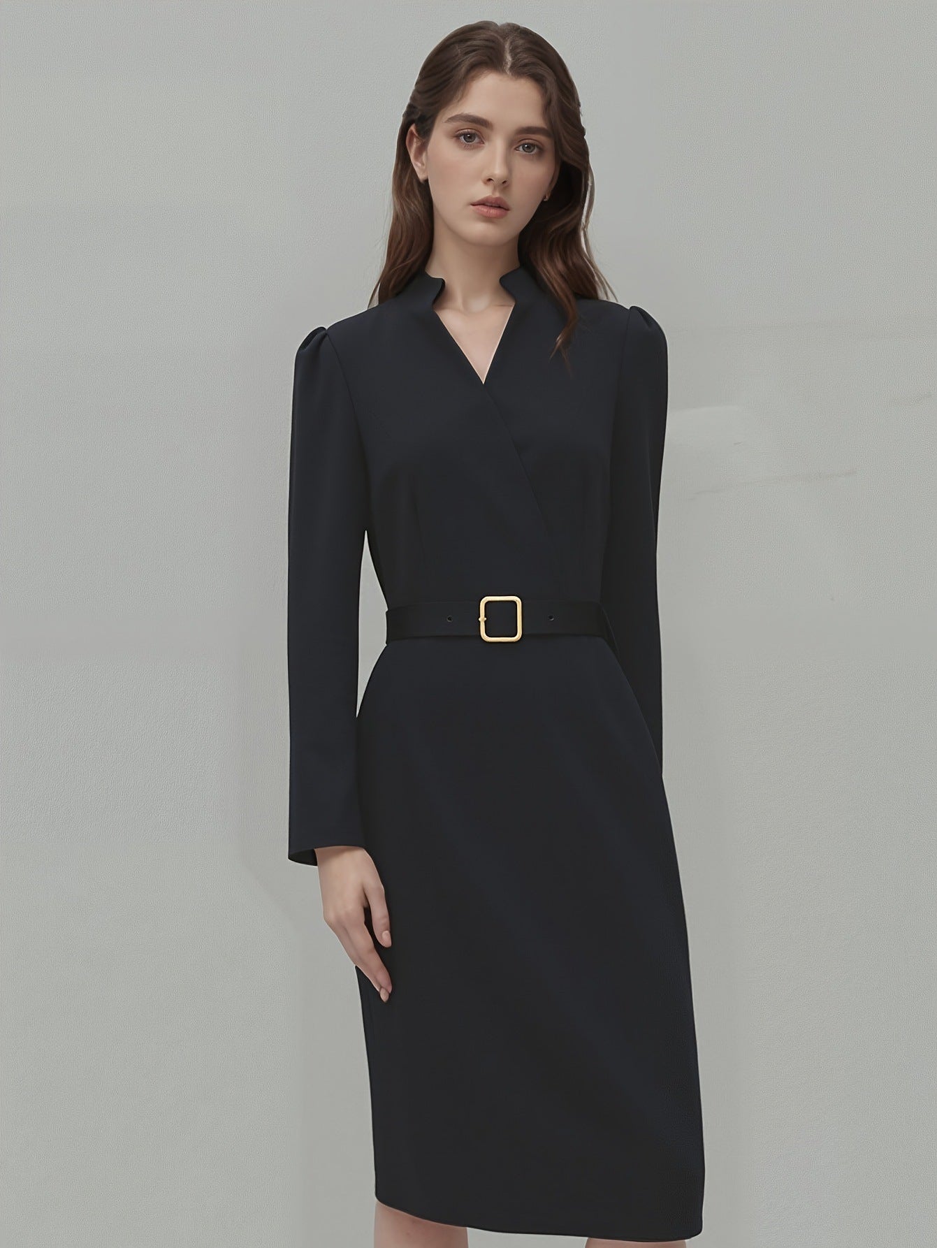 Slim-fitting Casual Suit Dress V-neck Long-sleeved Dresses Commuting Office Clothing For Women